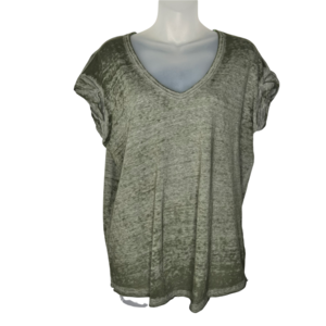 Free People Beach Rolled Sleeve Burnout T-Shirt Green XS